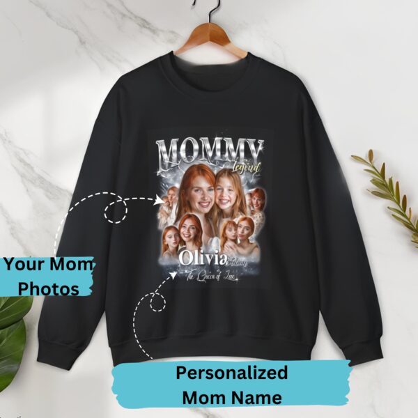 Custom Mommy Legend Sweatshirt, Personalized Photo Gift for Mom, Bootleg Rap Mom Shirt, Mothers Day Gift, 90s Retro Style