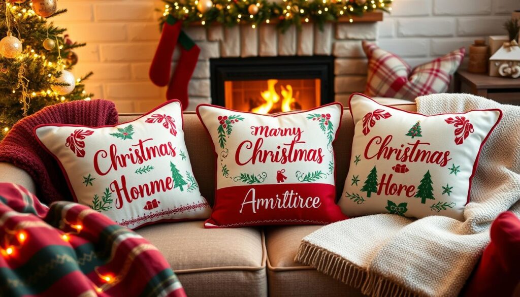 Custom Christmas pillow with festive holiday design