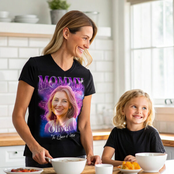 Custom Mommy Legend Bootleg Rap Tee, Personalized Mom & Kids Photo Shirt, 90s Style Rap Graphic T-Shirt, Mother's Day Gift Idea - Image 4