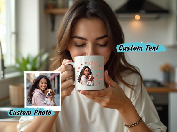 Custom Pet Portrait Coffee Mug – Personalized Ceramic Mug with Name for Pet Lovers