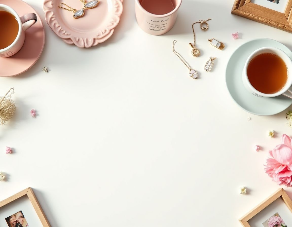 Personalized gifts showcasing custom mugs, engraved jewelry, and unique photo frames.