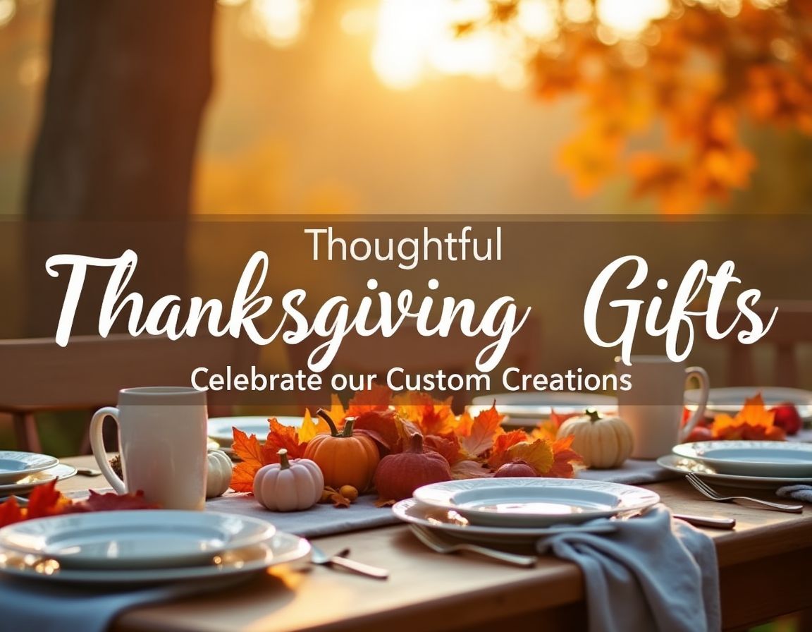 Thanksgiving table with personalized gifts