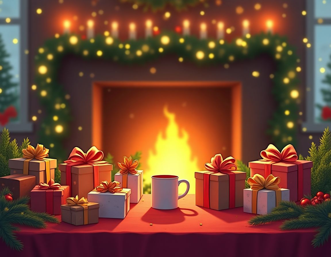 A joyful holiday scene with unique custom gift ideas